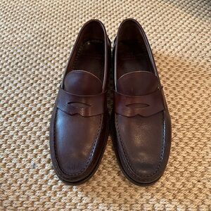 Men’s Sid Mashburn Handsewn Classic Brown Leather Penny Loafers Size 10.5